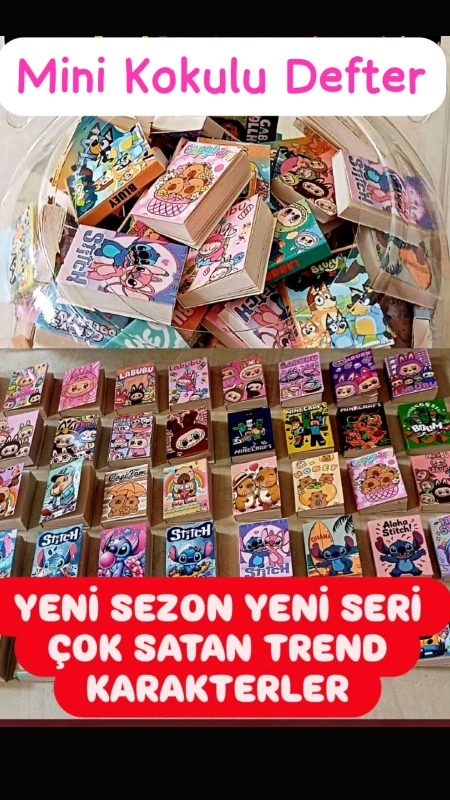 MİNİ KOKULU KİTAPLAR / LABUBU VE GÜNCEL KARAKTERLER / 150Lİ KAVANOZ